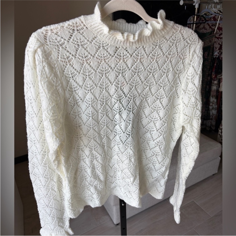 Farm Rio Lace Stitch Ruffles Knit Sweater
- Off-White - Picture 7 of 13